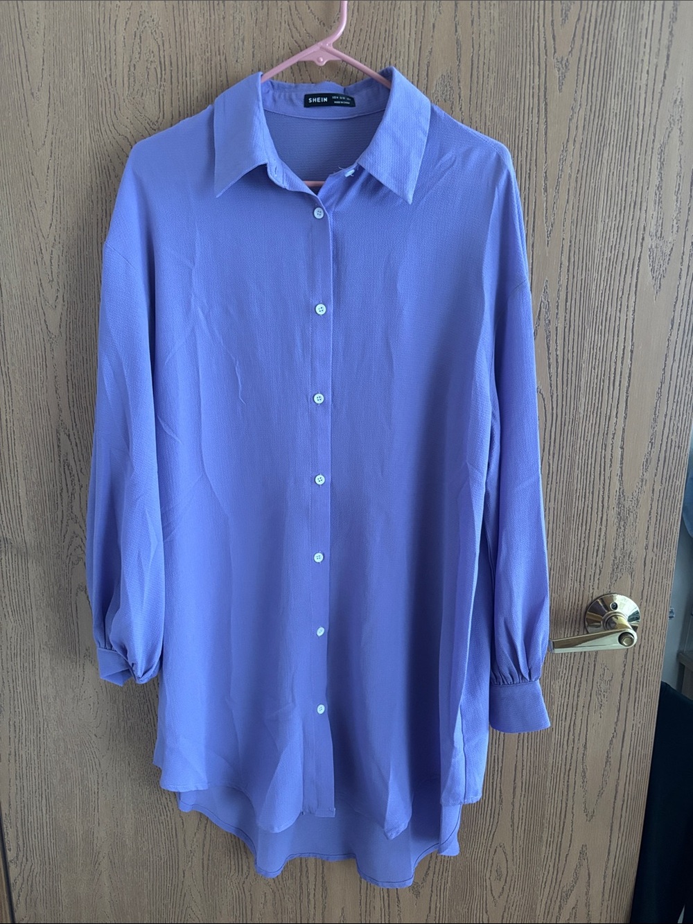 SHEIN Lilac Button-Down Long Sleeve Blouse